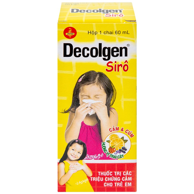 Siro Decolgen Untied điều trị các triệu chứng cảm thông thường, viêm mũi dị ứng (60ml)
