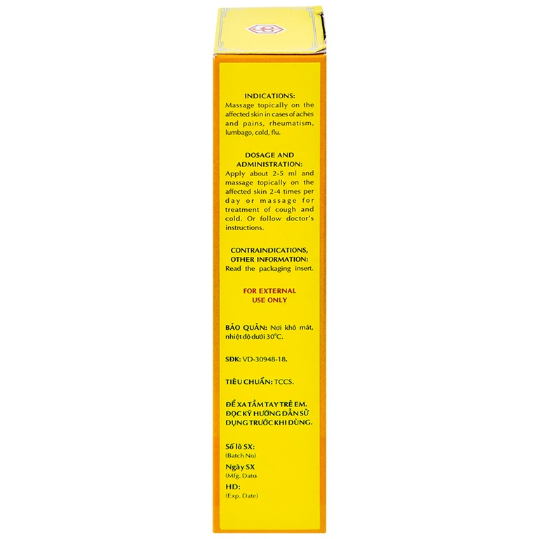 Dầu nóng Mặt Trời OPC điều trị nhức mỏi, tê thấp, đau lưng, cảm mạo, cúm (60ml)