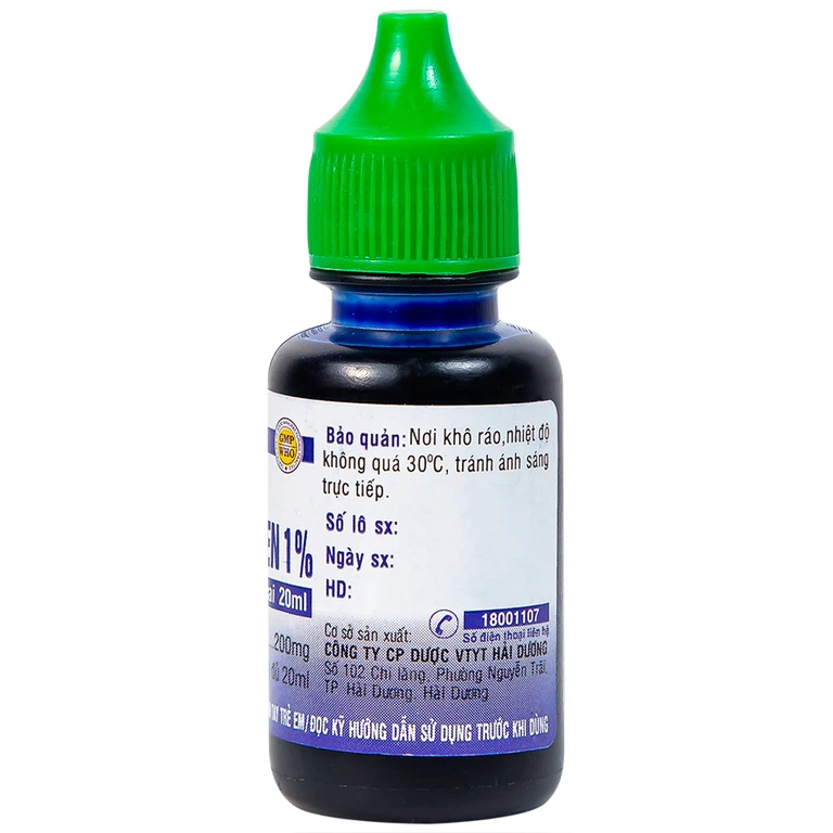 Dung dịch Xanh Methylen 1% Hải Dương sát khuẩn, điều trị viêm da mủ (20ml)