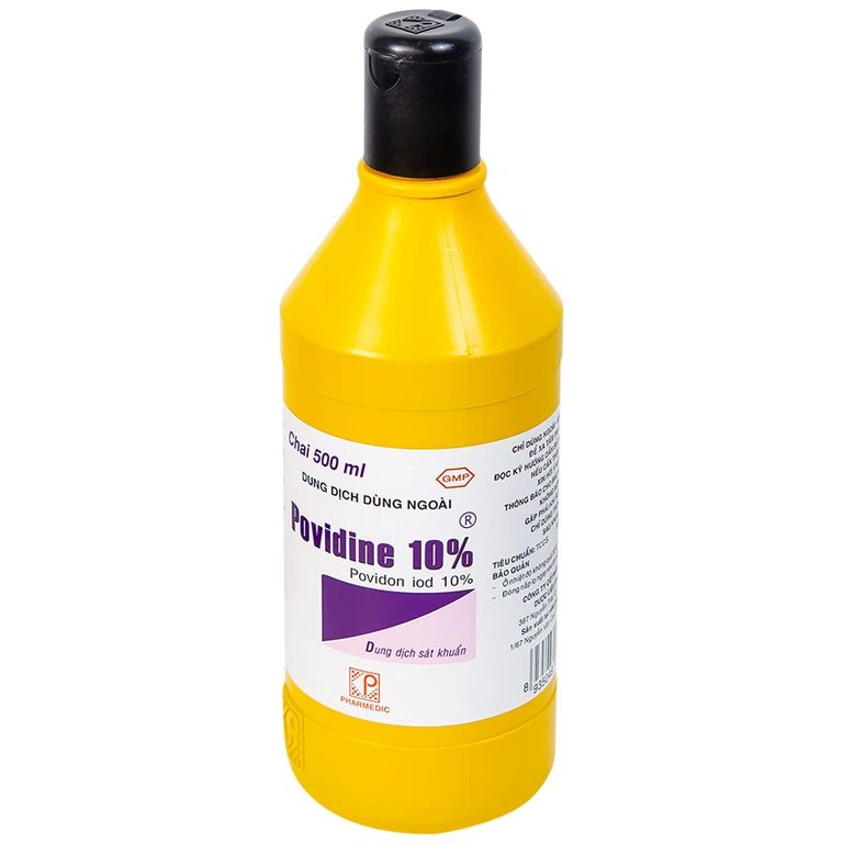 Dung dịch sát khuẩn Povidine 10% Pharmedic ngăn ngừa nhiễm khuẩn ở vết cắt, vết trầy (500ml)