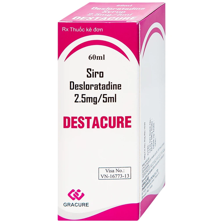 Siro Destacure 2.5mg/5ml Gracure điều trị viêm mũi dị ứng theo mùa và lâu năm, mày đay tự phát mãn tính (60ml)