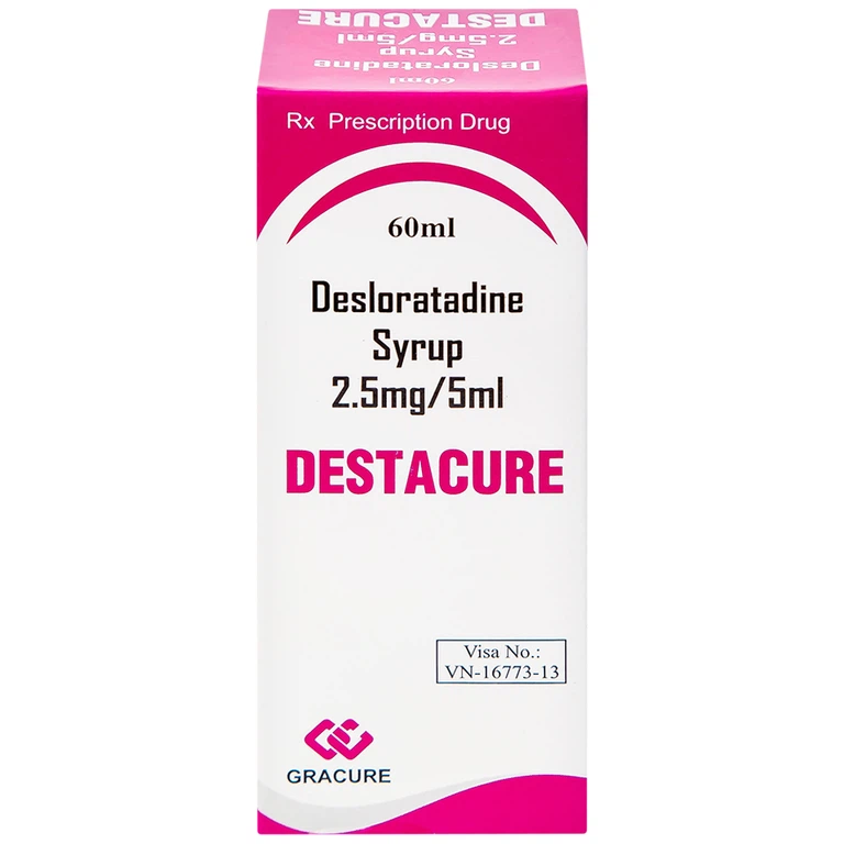 Siro Destacure 2.5mg/5ml Gracure điều trị viêm mũi dị ứng theo mùa và lâu năm, mày đay tự phát mãn tính (60ml)