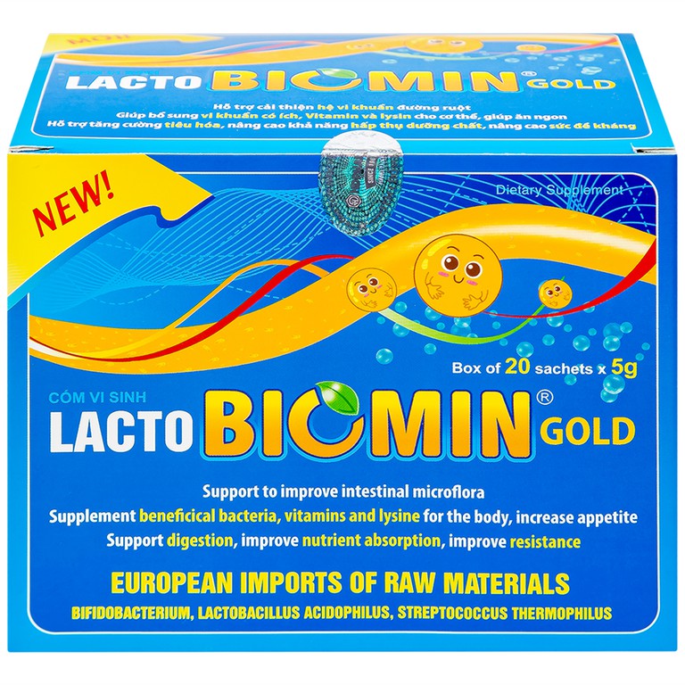 Cốm Lacto Biomin Gold hỗ trợ cải thiện hệ vi khuẩn đường ruột (20 gói)