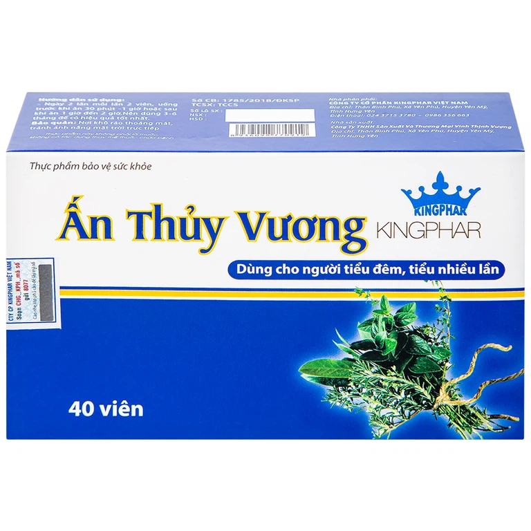 Viên uống Ấn Thủy Vương Kingphar bổ thận, giảm tiêu đêm, tiểu ngày nhiều lần (4 vỉ x 10 viên)