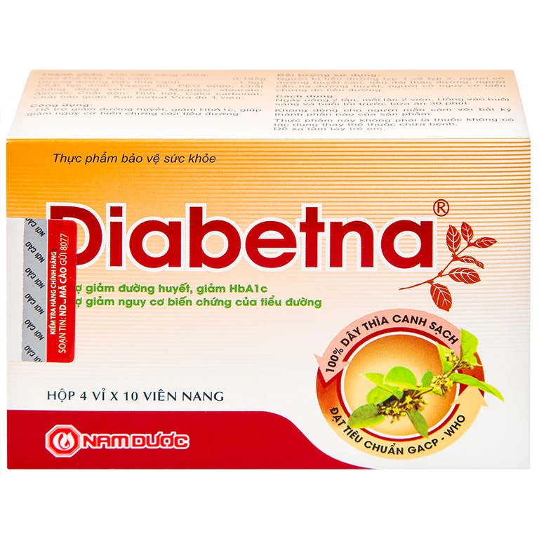 Viên uống Diabetna Nam Dược hỗ trợ giảm đường huyết, giảm HbA1c (4 vỉ x 10 viên)
