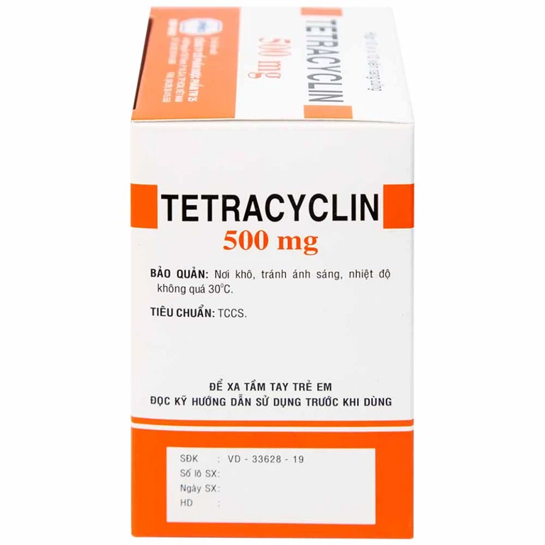 Thuốc  Tetracyclin 500mg Uphace điều trị nhiễm khuẩn đường hô hấp (10 vỉ x 10 viên)