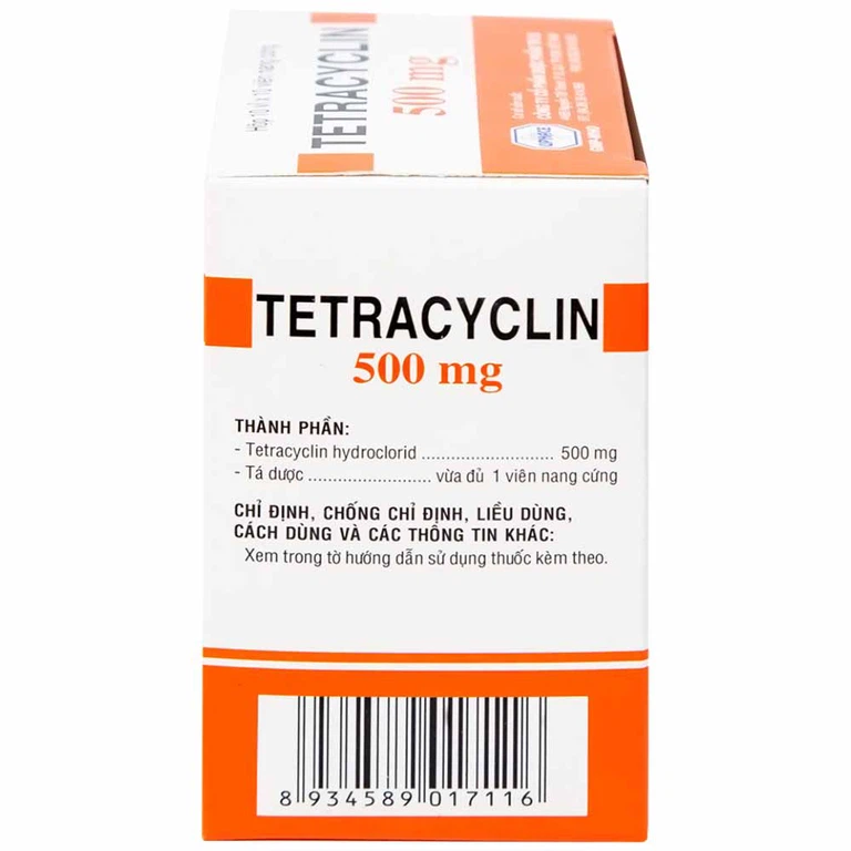 Thuốc  Tetracyclin 500mg Uphace điều trị nhiễm khuẩn đường hô hấp (10 vỉ x 10 viên)