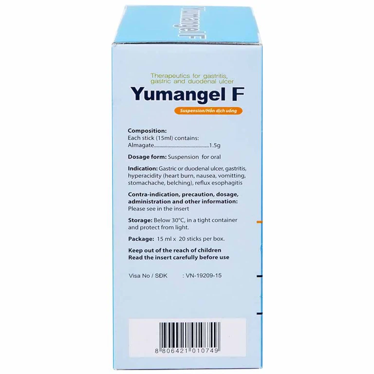 Hỗn dịch uống Yumangel F Yuhan kháng acid và cả thiện loét dạ dày - tá tràng (20 gói x 15ml) 