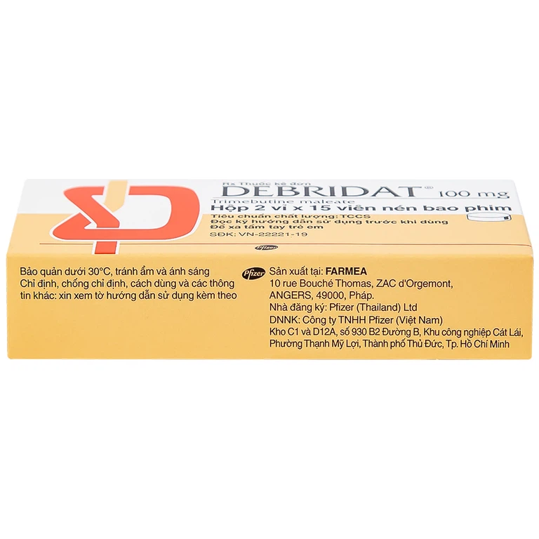 Thuốc Debridat 100mg Pfizer điều trị triệu chứng đau, rối loạn nhu động ruột và khó chịu đường ruột (30 viên)