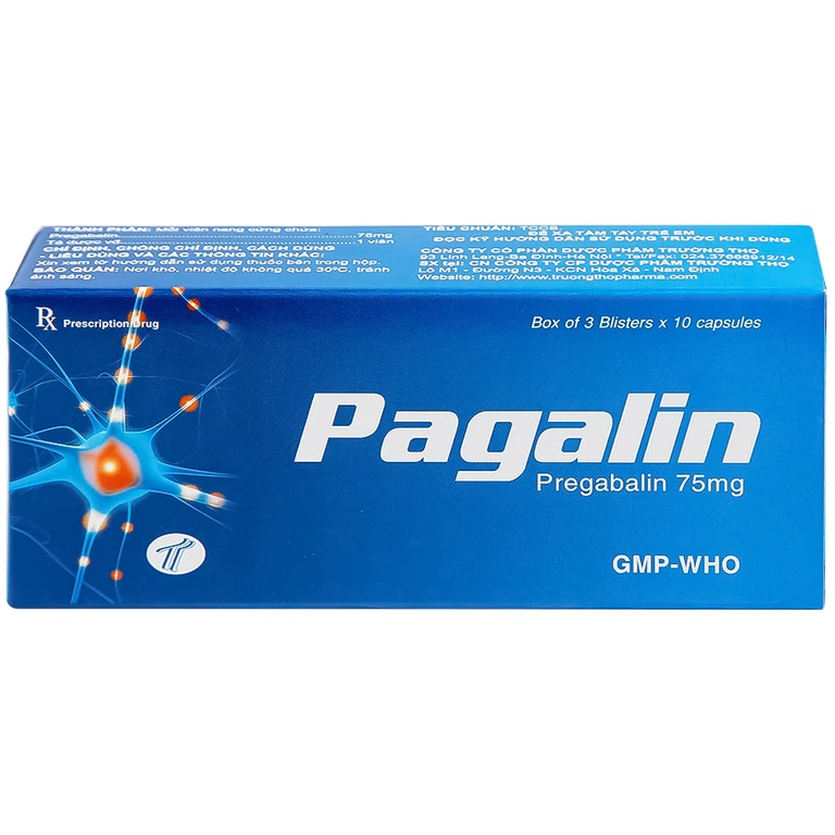 Viên nang cứng Pagalin 75mg Trường Thọ điều trị đau thần kinh, động kinh (3 vỉ x 10 viên)