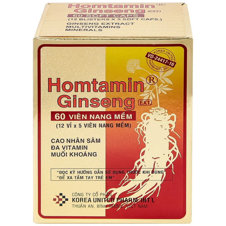 Thuốc Homtamin Ginseng Korea United cung cấp vitamin và muối khoáng (12 vỉ x 5 viên)