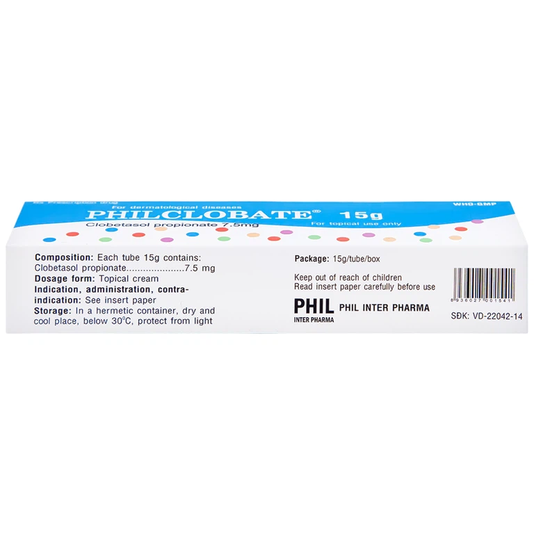 Kem bôi da PhilClobate Phil Inter Pharma điều trị viêm da, chàm, chàm dị ứng (15g)
