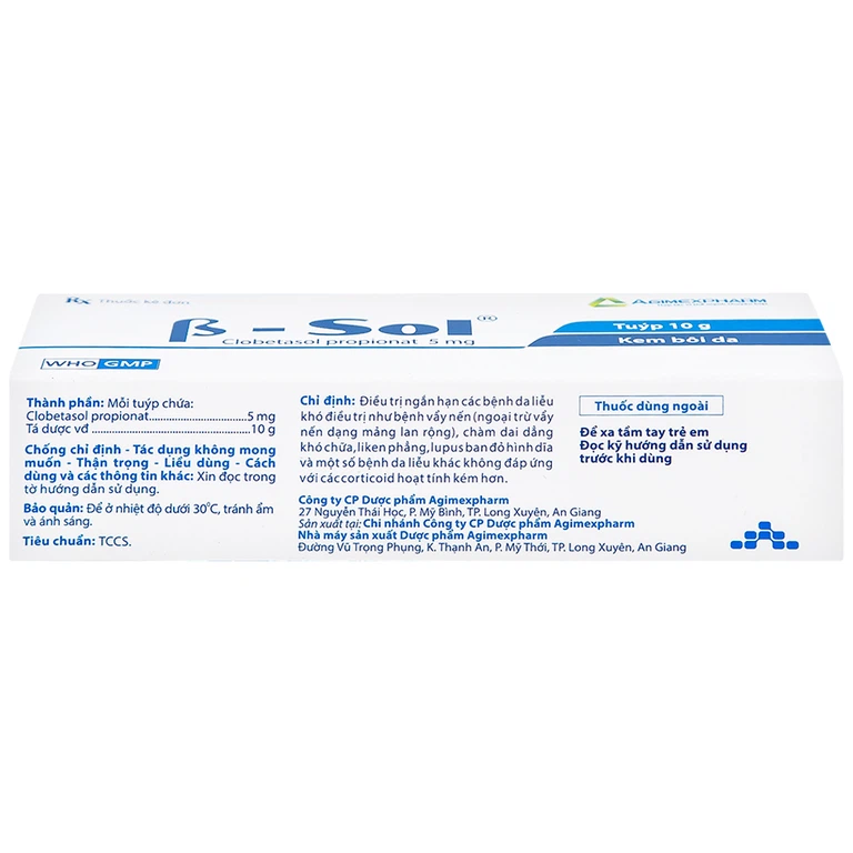 Kem bôi da B- Sol Agimexpharm điều trị vảy nến, chàm (10g)