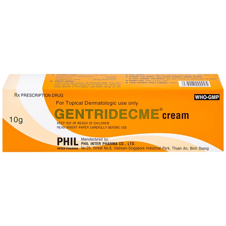 Kem bôi da Gentridecme Cream Phil điều trị nhiễm trùng da, nấm da (10g)
