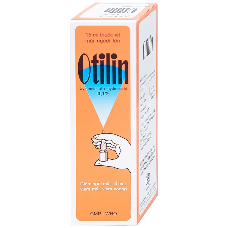 Thuốc xịt mũi Otilin 0.1% Pharbaco giảm ngạt mũi, sung huyết trong viêm mũi (15ml)