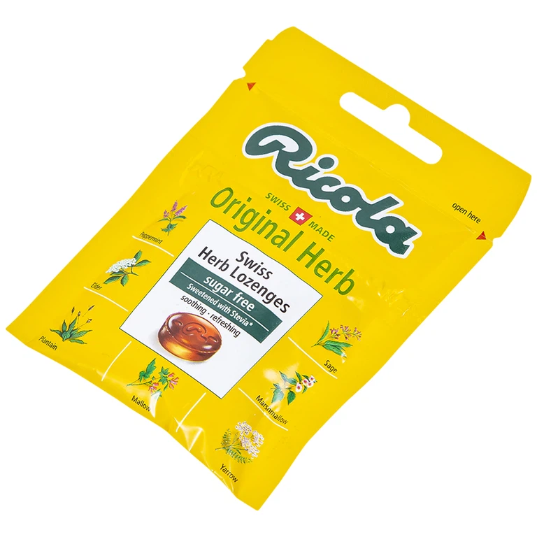 Kẹo ngậm không đường Ricola Original Herb giảm ho, thông cổ mát họng, giảm viêm họng (17.5g)