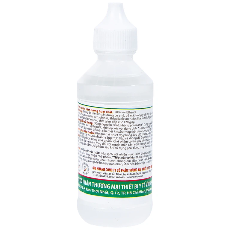 Cồn trắng 70 độ Vĩnh Phúc trắng hỗ trợ sát trùng vết thương (60ml)