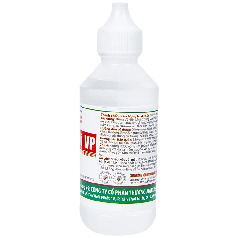 Cồn trắng 70 độ Vĩnh Phúc trắng hỗ trợ sát trùng vết thương (60ml)