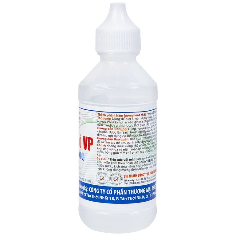 Cồn trắng 90 độ Vĩnh Phúc hỗ trợ sát trùng vết thương ngoài (60ml)