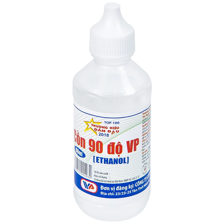 Cồn trắng 90 độ Vĩnh Phúc hỗ trợ sát trùng vết thương ngoài (60ml)
