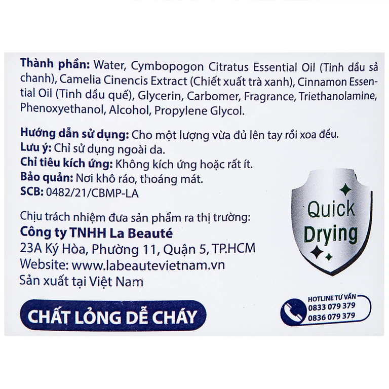 Dung dịch xịt khuẩn tay Natural Hand Sanitizer diệt khuẩn, khử mùi (500ml)