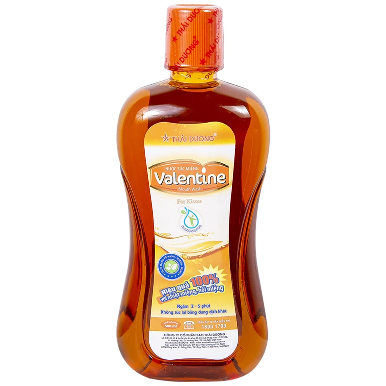 Nước súc miệng Valentine Thái Dương ngừa hôi miệng, nhiệt miệng, sâu răng, viêm lợi (500ml)