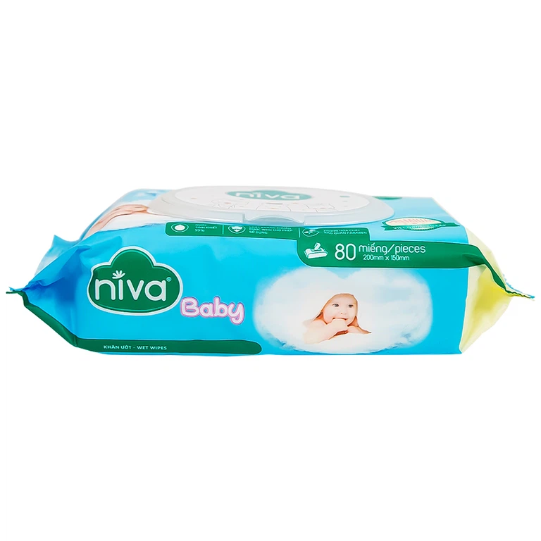 Khăn ướt Niva Baby làm sạch, kháng khuẩn và giữ vệ sinh (80 miếng)