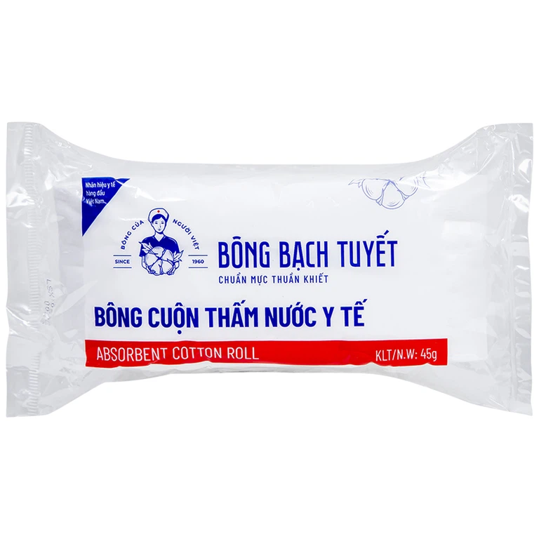 Bông y tế thấm nước Bạch Tuyết dùng trong chăm sóc cá nhân và y tế (45g) 