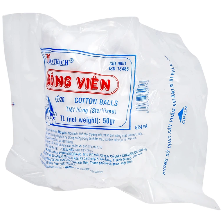 Bông gòn viên y tế thấm nước Bảo Thạch dùng để làm sạch vết thương, thấm máu và dịch tiết (50g) 