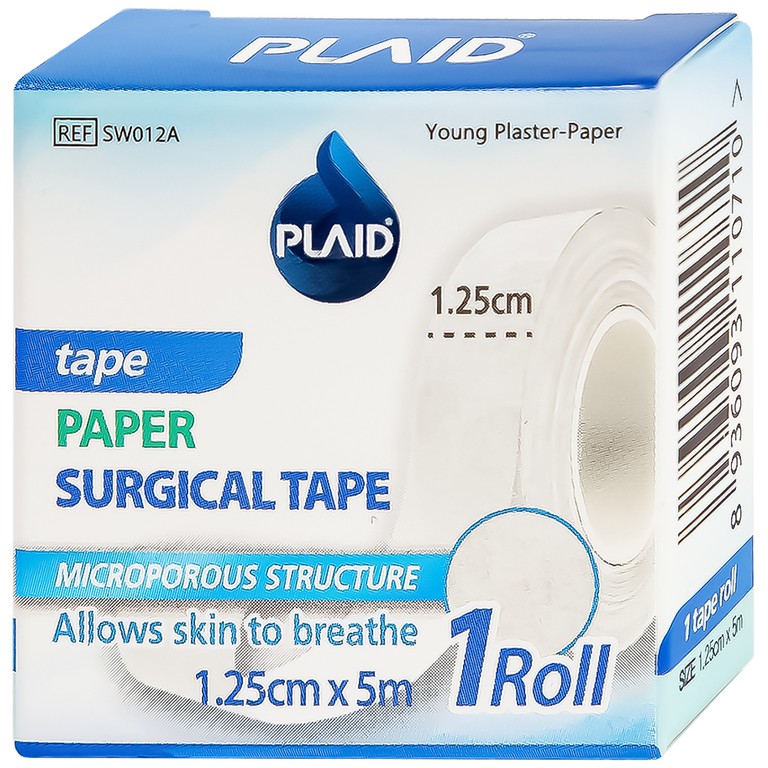 Băng keo cuộn giấy Young Plaster-Paper 1.25cm x 5m Young Chemical cố định ống truyền dẫn, dán lên gạc cố định vết thương (1 cuộn)