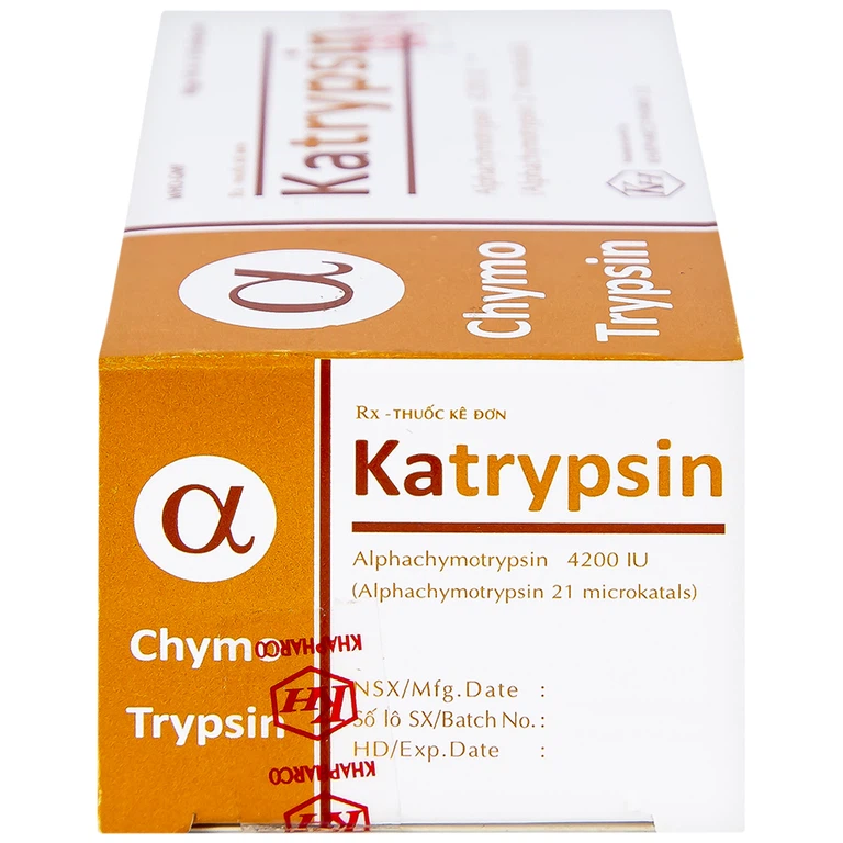 Viên nén Katrypsin 4200IU Khapharco điều trị phù nề sau chấn thương, phẫu thuật, bỏng (10 vỉ x 10 viên)