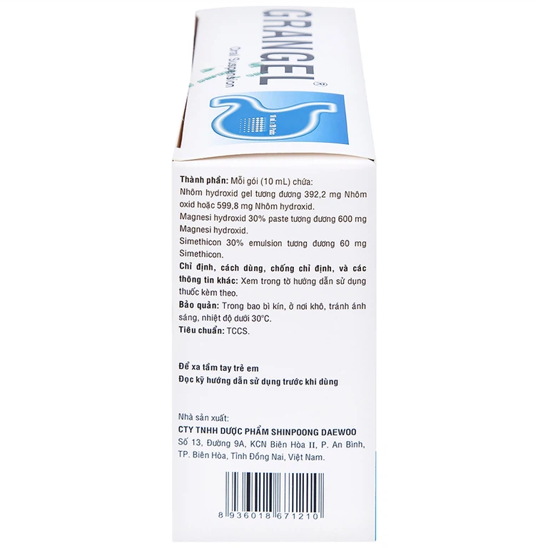 Hỗn dịch uống Grangel Shinpoong Deawoo điều trị viêm loét dạ dày - tá tràng cấp, mạn tính (20 gói)