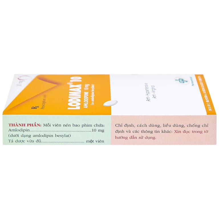 Viên nén Lodimax 10 OPV Pharma chống tăng huyết áp, đau thắt ngực (2 vỉ x 10 viên) 