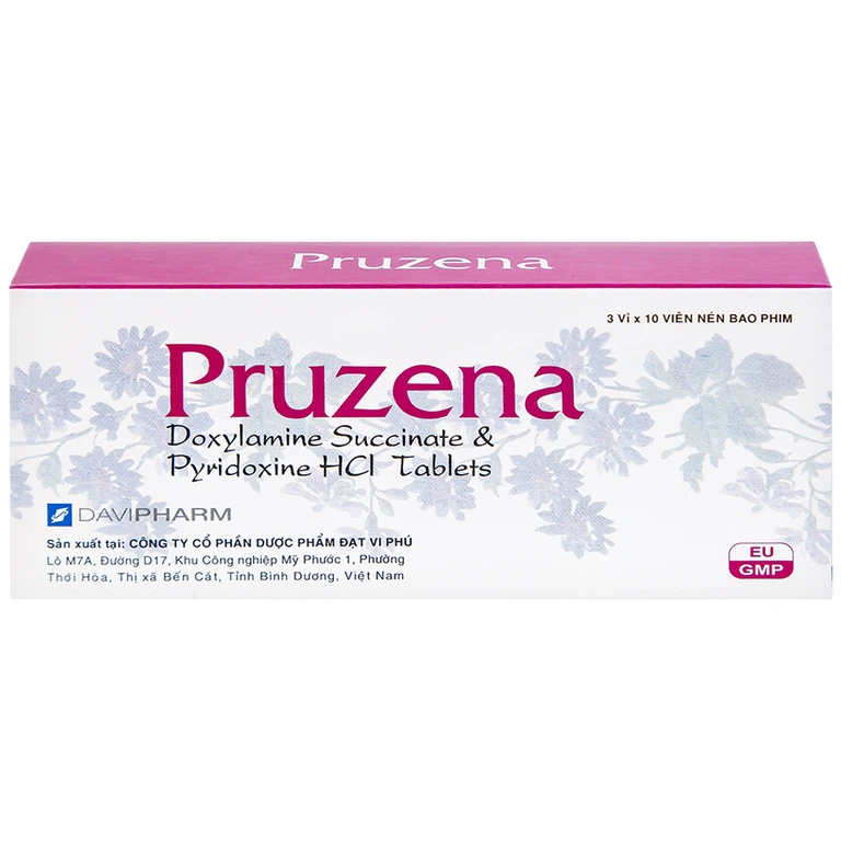 Thuốc Pruzena Davipharm điều trị buồn nôn và nôn mửa trong thai kỳ (3 vỉ x 10 viên)