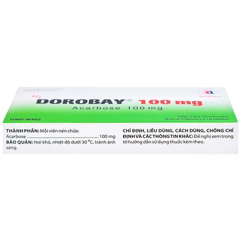 Thuốc Dorobay 100mg Domesco điều trị đái tháo đường típ 2 (3 vỉ x 10 viên)