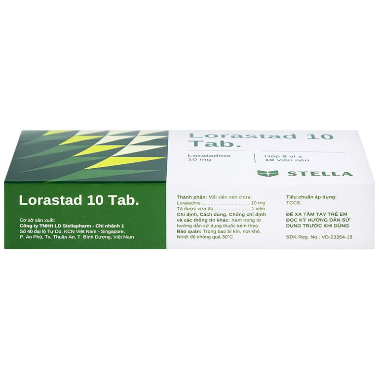 Viên nén Lorastad 10 Tab Stella giảm viêm mũi và mày đay mạn tính (2 vỉ x 10 viên)