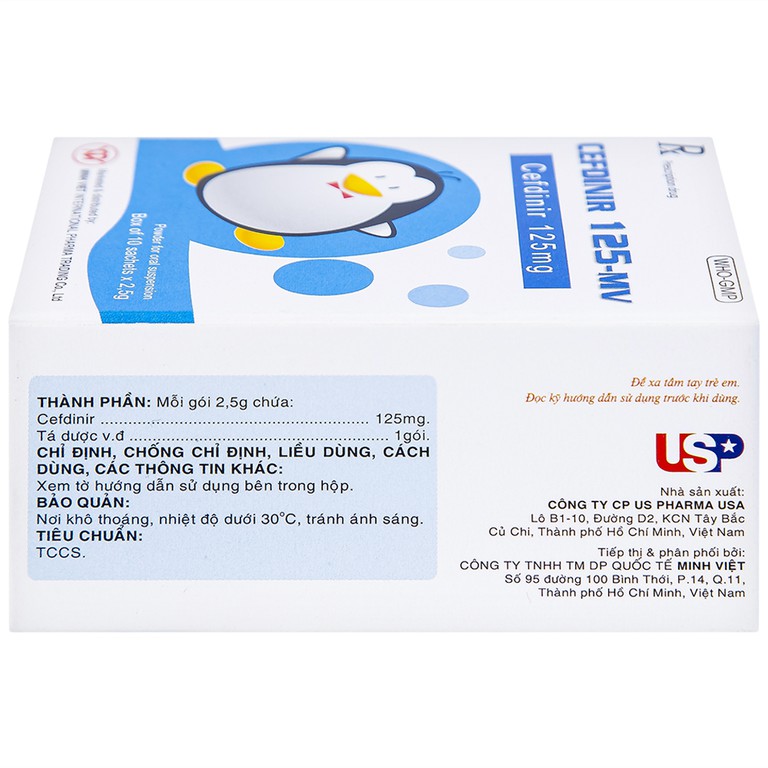 Bột pha hỗn dịch uống Cefdinir 125 - MV USP điều trị nhiễm khuẩn (10 gói)