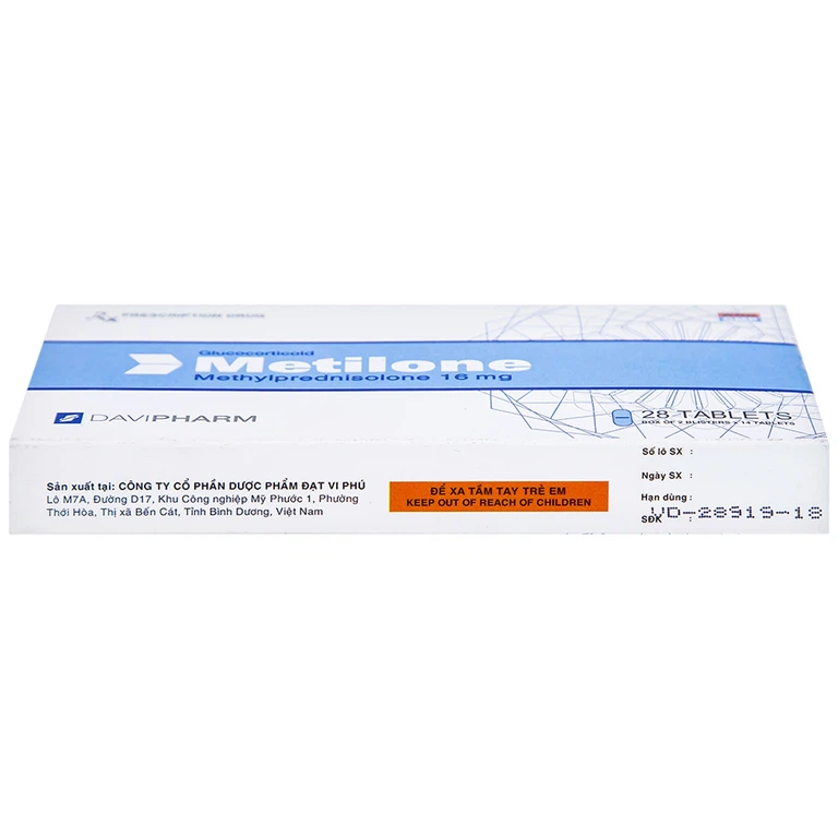 Thuốc Metilone 16mg DaViPharm kháng viêm, rối loạn nội tiết, viêm khớp (2 vỉ x 14 viên)