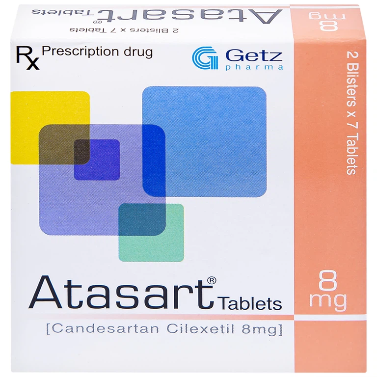 Thuốc Atasart Tablets 8mg Getz điều trị tăng huyết áp (2 vỉ x 7 viên)