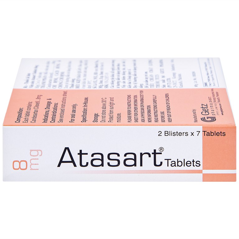 Thuốc Atasart Tablets 8mg Getz điều trị tăng huyết áp (2 vỉ x 7 viên)