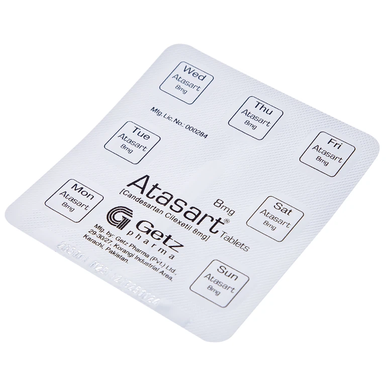 Thuốc Atasart Tablets 8mg Getz điều trị tăng huyết áp (2 vỉ x 7 viên)