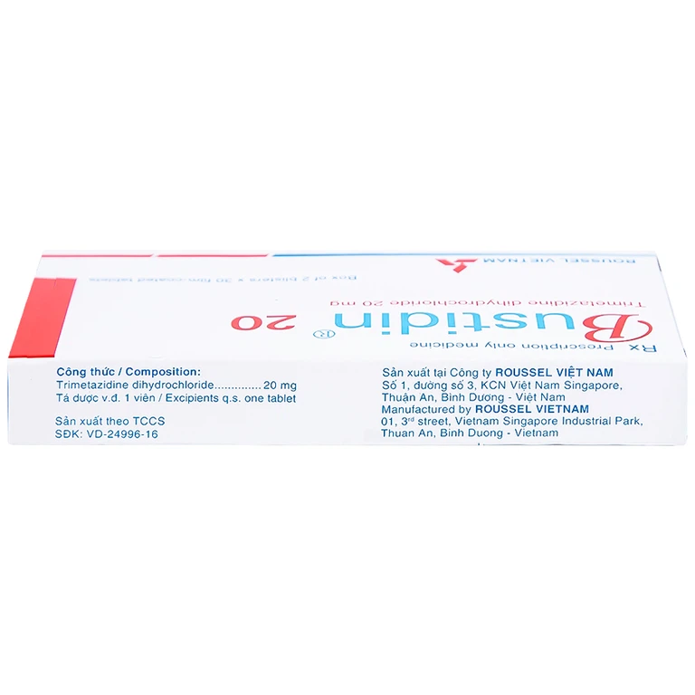 Thuốc Bustidin 20 Roussel điều trị đau thắt ngực ổn định (2 vỉ x 30 viên)