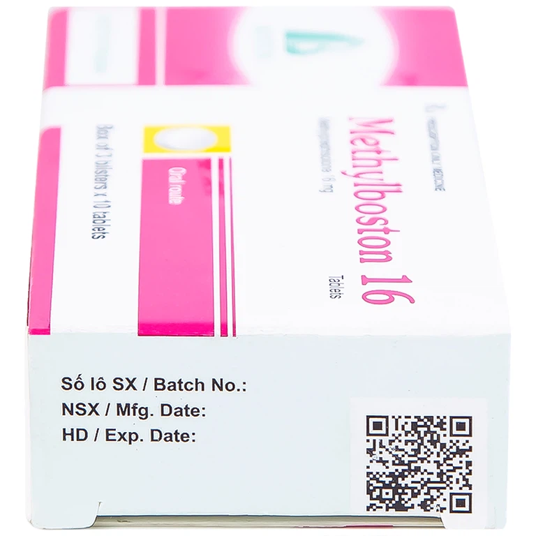 Thuốc Methylboston 16 Boston kháng viêm, điều trị suy tuyến thượng thận, viêm khớp, lupus ban đỏ (3 vỉ x 10 viên)