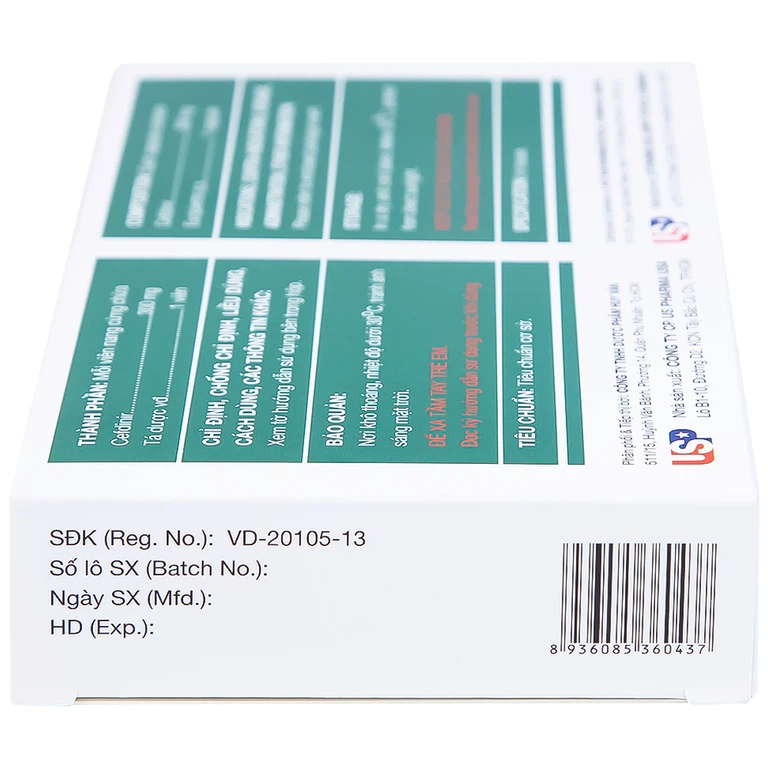 Thuốc Cefdinir 300 - HV USP điều trị nhiễm khuẩn (2 vỉ x 10 viên)