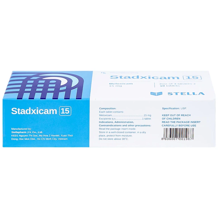 Thuốc Stadxicam 15 Stella điều trị thoái hóa khớp, viêm khớp dạng thấp (3 vỉ x 10 viên)