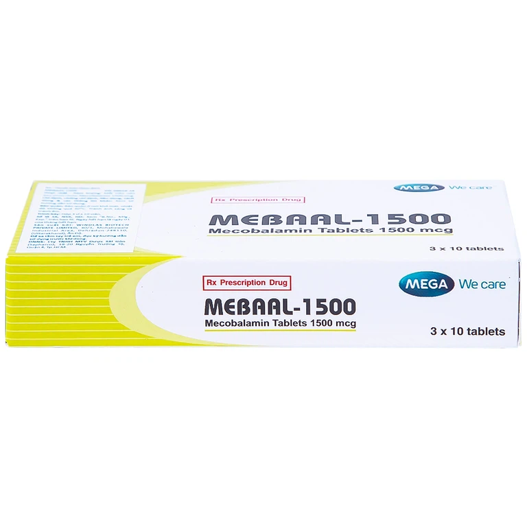 Viên nén Mebaal-1500 MEGA We Care điều trị các bệnh lý thần kinh ngoại biên (3 vỉ x 10 viên) 