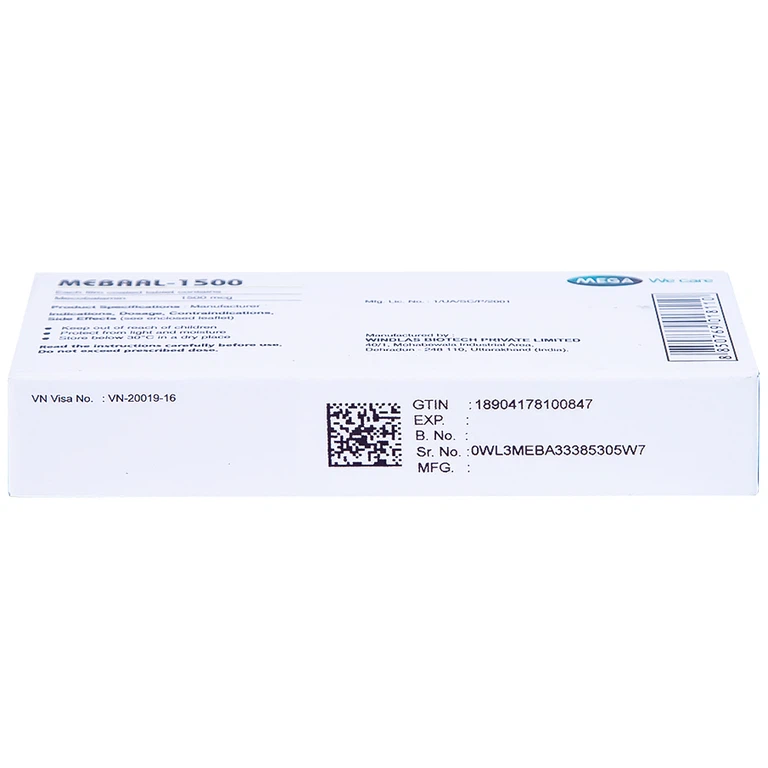 Viên nén Mebaal-1500 MEGA We Care điều trị các bệnh lý thần kinh ngoại biên (3 vỉ x 10 viên) 