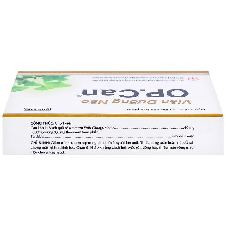 Viên dưỡng não O.P.CAN OPC điều trị giảm trí nhớ, kém tập trung, thiểu năng tuần hoàn não (2 vỉ x 15 viên) 