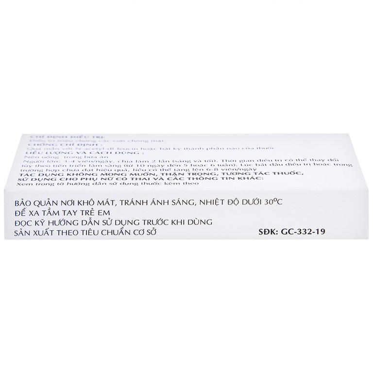 Thuốc Taginyl 500mg Thành Nam điều trị triệu chứng cơn chóng mặt (2 vỉ x 10 viên)