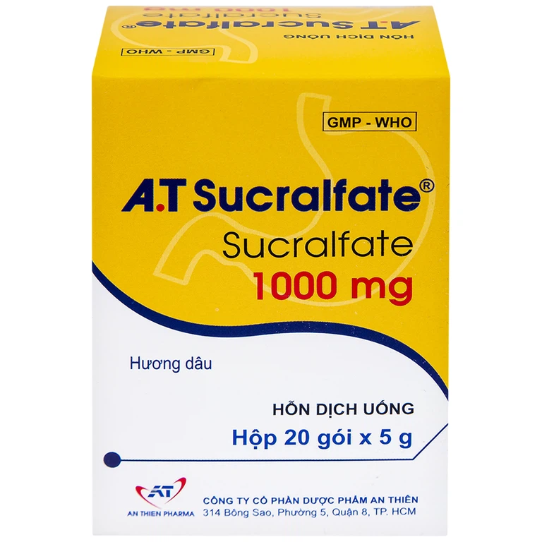 Hỗn dịch uống A.T Sucralfate 1000mg An Thiên điều trị loét dạ dày tá tràng (20 gói x 5g)